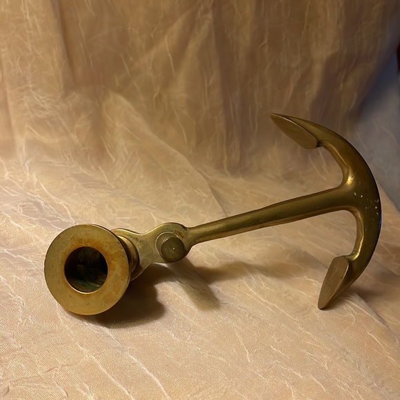 Brass Nautical Anchor Candle Holders- set of 2, vintage - Picture 4 of 12